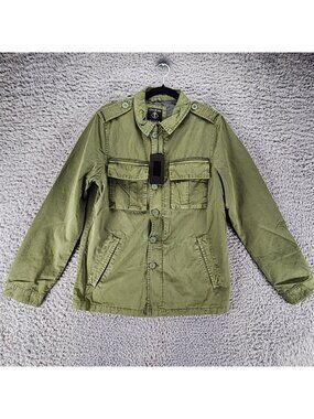 Indigo Star Jacket Mens Small Green Long Sleeve Button Up Military Field *NWT*